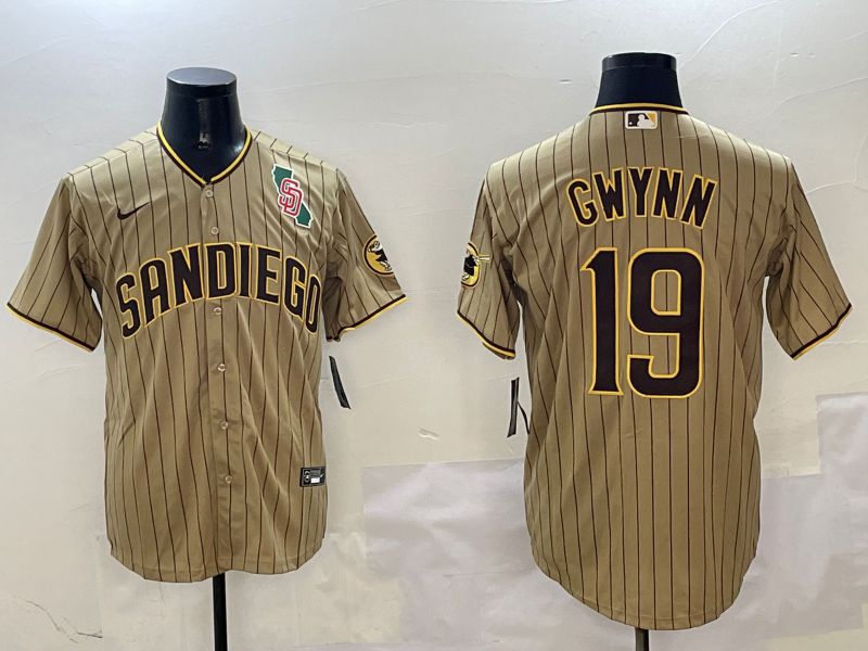Men San Diego Padres 19 Gwynn Brown Stripe Game 2025 Nike MLB Jersey style 2